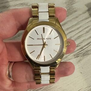 Michael Kors Gold and White Timepiece
